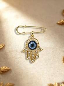 Brooch bàn tay Hamsa họa tiết rỗng phong cách sang trọng nhẹ nhàng, mắt quỷ giả hình lòng bàn tay, phụ kiện cá tính độc đáo cho dân công sở - Nhiều màu - Xem 6