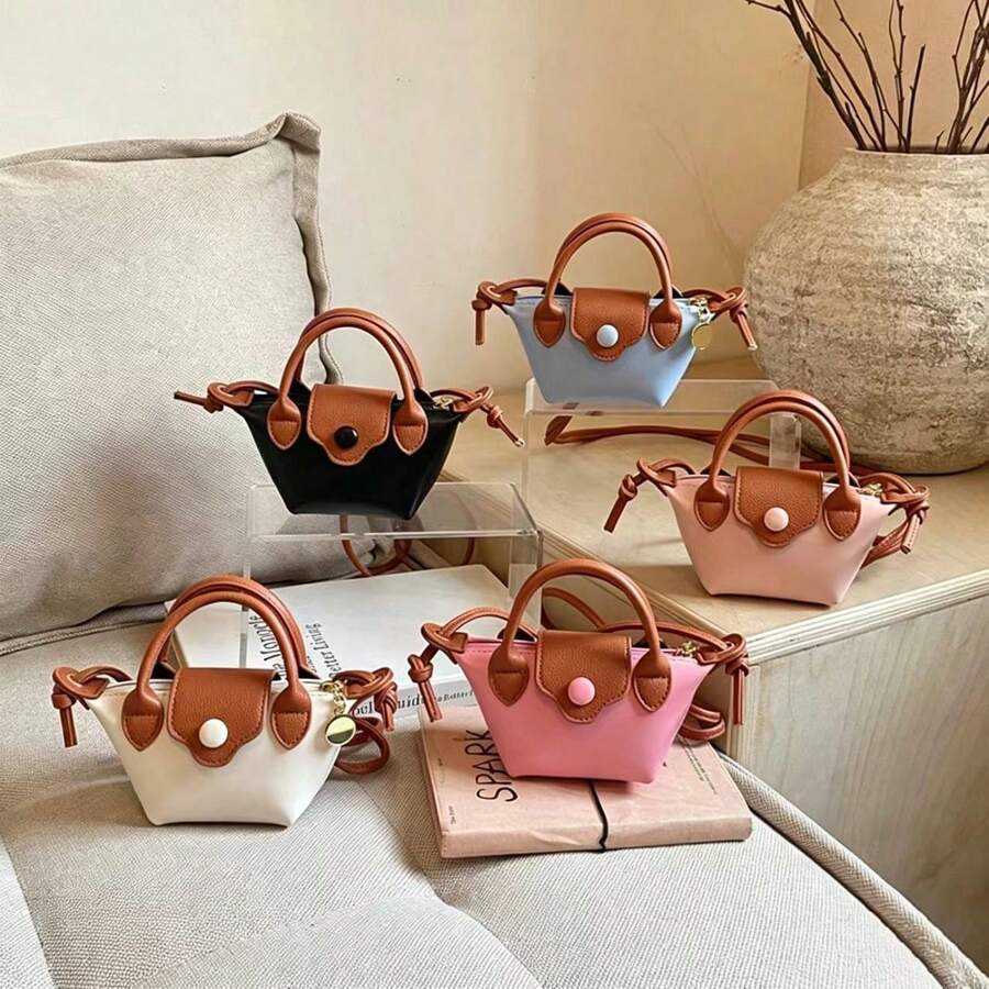 1pc Girls Colorblock PU Zipper Closure Casual Handbag Crossbody Bag Suitable For All Seasons Daily Use