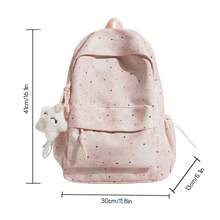2 Pieces Set Cute Star Print Tie Dye Backpack With Plush Charm, Large Capacity Lightweight School Bag For Teen Girls, Casual Daypack For Travel Campus Daily Use - Single Pack + Pendant - View 3