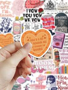50pcs Reading Stickers For Decorating Planner, Diary, Scrapbook, Notebook, Luggage, Guitar, Skateboard, Manual, Tablet, Water Bottle, Phone - Multicolor - View 4