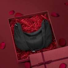 Black Nylon Crossbody Tote Bag, Soft Large Capacity Hobo Shoulder Bag With Adjustable Strap For Women - Multicolor - View 1