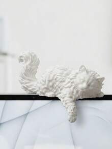 3D Printed Original Sleeping Cat Monitor Ornament, Original Cat Lying On Top Of Screen With Head And Front Paws Naturally Hanging Down, Realistic Fur Texture, Cozy And Healing Workspace Decor, Suitable For Most Monitor Tops - Sleeping Cat Monitor Ornament - View 10