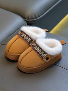 Children's Slippers, Autumn/Winter New Plush Fuzzy Slippers, Student Fashion Indoor/Outdoor Home Slippers For Small, Medium And Large Kids - Camel - View 4