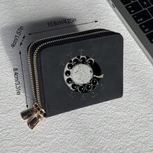 Vintage 90s Telephone Print Card Holder Lightweight Wallet, Suitable For Women's Daily Use, Double Zipper Mini Wallet/Coin Purse/Card Holder - Multicolor - View 2