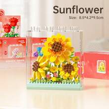 9-Piece Micro-Particle Eternal Building Block Flower With High-Transparency Acrylic Glass Cover, Multiple Flower Styles Stackable As Decor, ABS Resin Material, Creative DIY Handmade Assembly Toy, Educational Stress-Relief Puzzle Decor, Suitable For Desk Decor, Study Room Atmosphere Decor, Christmas, Halloween, Holiday Toy Gift, Decoration, Commemoration, Eid, National Day, Party And Other Festival Gift Recommendation - Multicolor - View 14