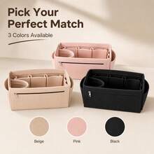 1pc Felt Inner Bag Organizer, Compartment Pouch, Makeup Bag, Medium Size, Multi-Functional Storage Bag, Simple Divided Design, Neat And Organized, Built-In Bag - Black - View 7