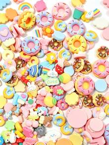 10-500Pcs Random Cartoon Resin Flatback Charms, Cute Girly Mixed Style DIY Accessories For Phone Case, Keychain, Hair & Jewelry Making - Multicolor - View 6