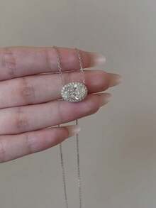 Kalung Liontin Telur Merpati untuk Wanita, Batu Permata Potongan Bunga Es, Berlian Karbon Tinggi, Desain Niche, Rantai Tulang Selangka Mewah Ringan - Kalung telur merpati - View 5