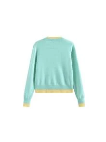 Women's Lazy Style Colorblock 2 In 1 Cardigan Sweater, Thin Knit Inner Layer Can Be Worn As Outerwear - Green - View 8