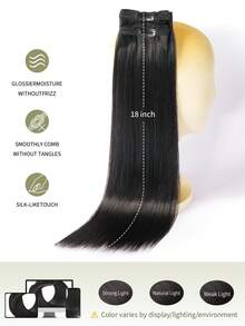 DNE HAIR 7Pcs Clip In Human Hair Extensions 120G 1B# Natural Color Double Weft Invisible Clip Ins Remy Hair Extensions Seamless Soft Thick Ends Remy Hair Anti Shedding Reusable Hair Extensions For Thin Hair Salon Daily Wedding Party Styling For Women Girls - S1B - View 8