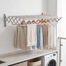 Wall Mounted Clothes Drying Rack 43-80cm Foldable Retractable Steel Rack - A - View 7