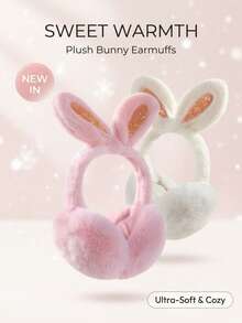 1pc Cute Rabbit Ear Foldable Warm Earmuffs For Kids - Multicolor - View 2