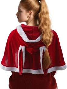 Christmas Velvet Rabbit Ear Hooded Shawl, European And American Style, Red, Summer, Christmas Clothing Accessory, Cardigan - Christmas - View 3