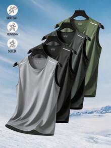 Paket 4 Tank Top Olahraga Pria, Cocok untuk Olahraga dan Kebugaran - MultiWarna - View 1