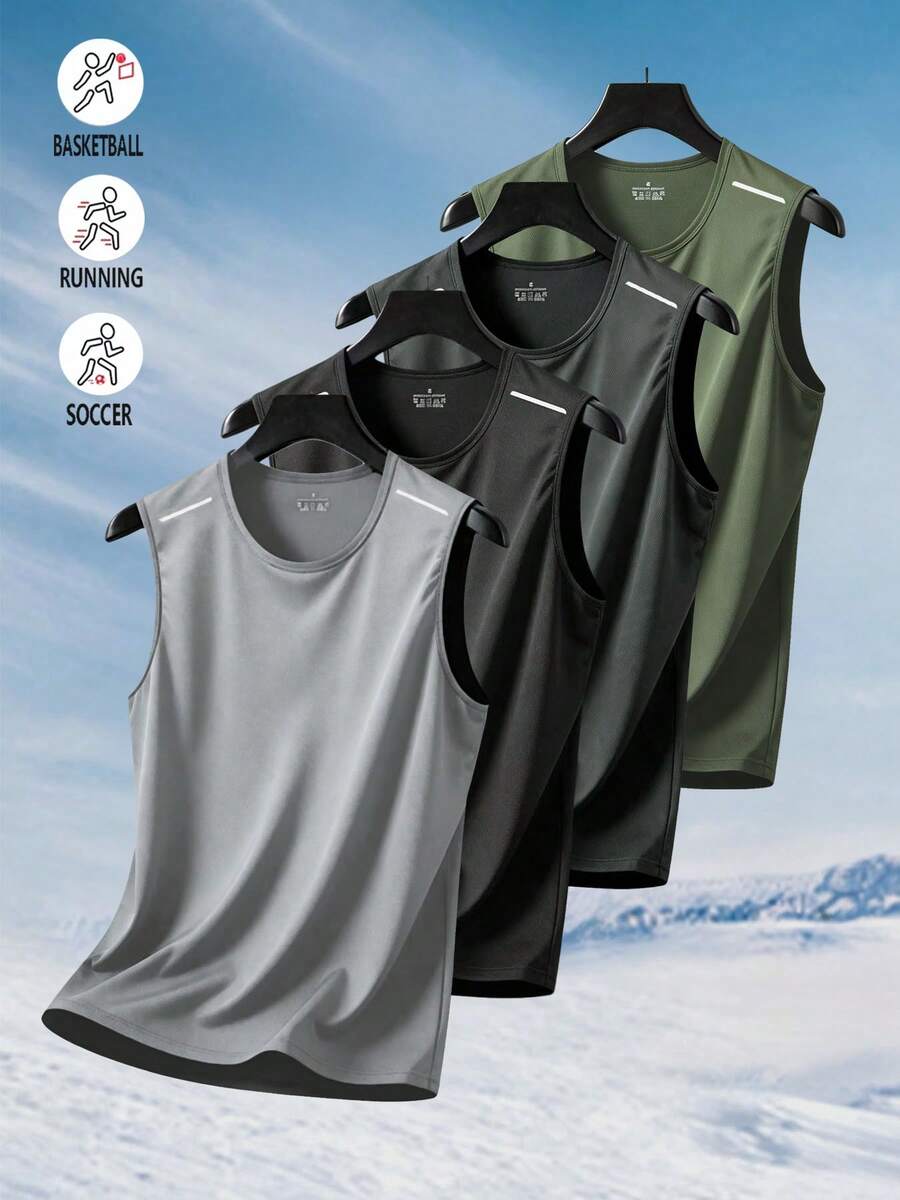 Paket 4 Tank Top Olahraga Pria, Cocok untuk Olahraga dan Kebugaran - MultiWarna - View 1
