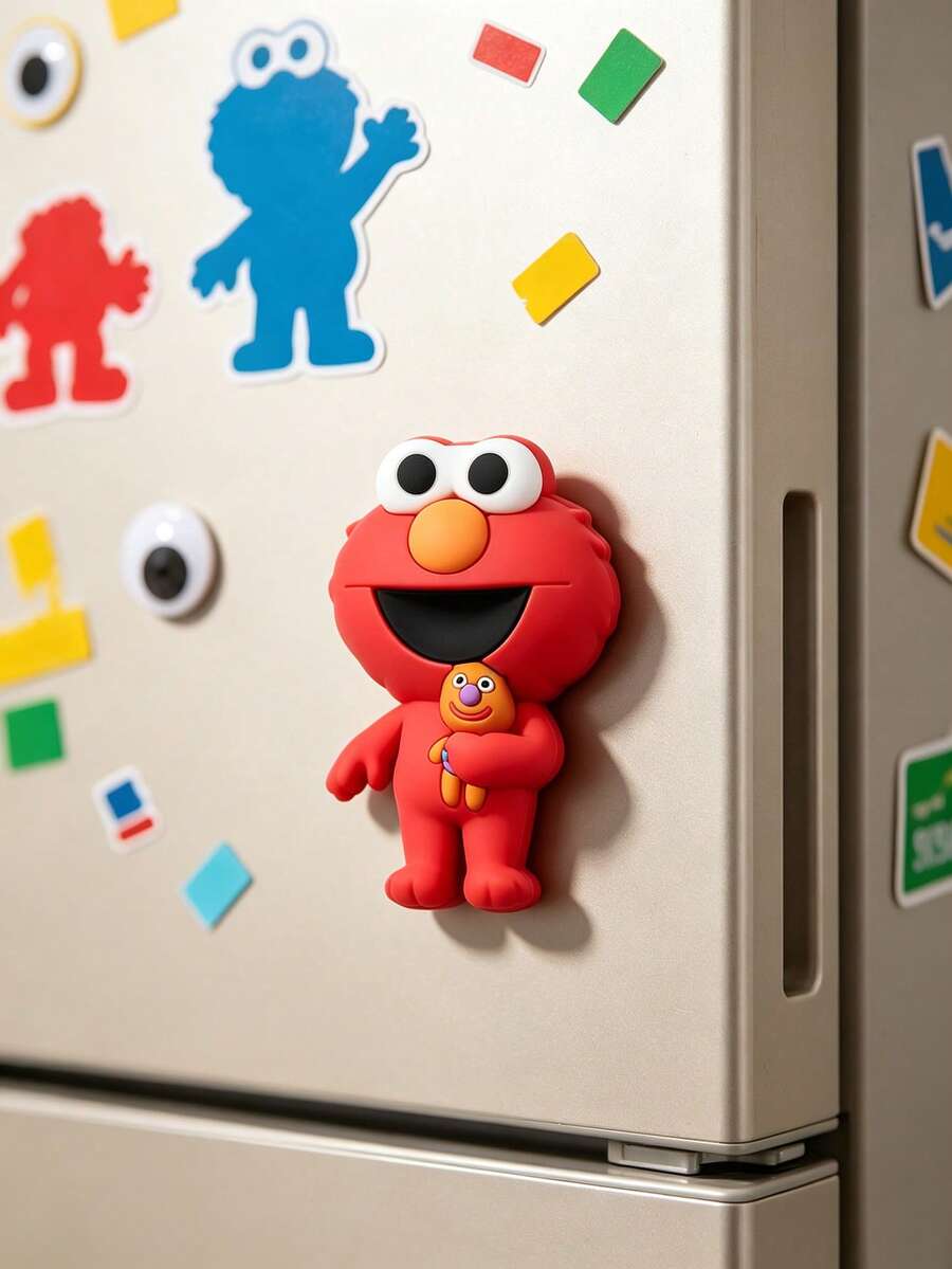Monogram 1PC Officially Licensed Fridge Magnet Cute 3D Elmo Figure Refrigerator Magnet Cartoon Decorative Ornament For Kitchen Whiteboard Ideal Collectible Gift For Fans - Elmo - View 1