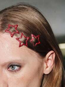 20/10/1pc Women's Glowing Red Star Hair Clips, Hair Accessories Including Bangs Clips, Glowing Hair Clips Claw Clips For Concerts And Parties - Multicolor - View 1