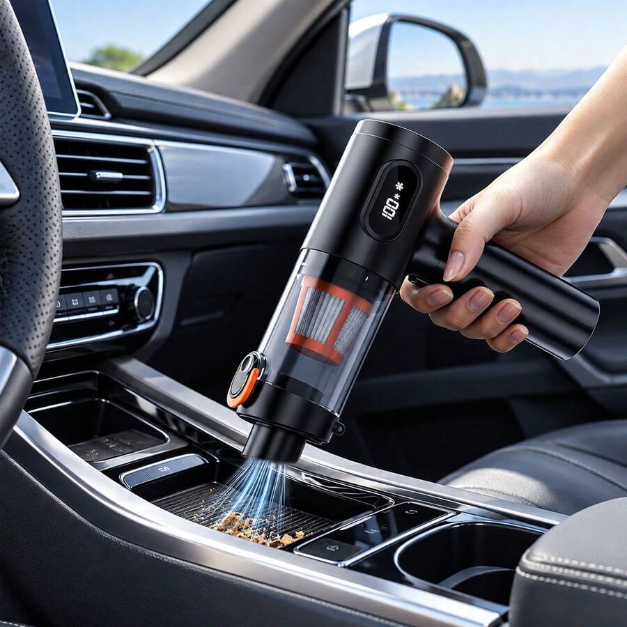 SUITU Aspiradora portátil inalámbrica para vehículos, recargable por USB, aspiradora multifuncional para coche con iluminación LED, aspiradora ligera adecuada para coches, hogar, polvo y pelo de mascotas., 11.1V 2000mAh