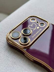個性化客製化縮寫姓名波浪紋電鍍手機殼，適用於 iPhone 17 18 Pro Max 與 Air，附相機鏡頭保護殼，防震防刮防指紋， 17 18 Pro Max 保護殼，聖誕節、假日與週年紀念的完美禮物 - 酒紅色 - 查看 7