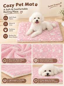 Pink Heart & Star Print Thickened Polyester Pet Bed Mat, Breathable Comfortable Washable All-Season Use, Suitable For Small And Medium Cats And Dogs, Suitable For Teddy And Other Pets, Not Suitable For Large Dog Breeds - Pink - View 4