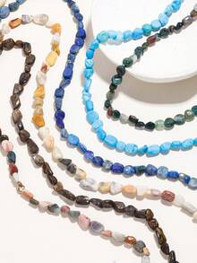 6mm Natural Multicolor Stone Loose Beads Irregular Freeform Smooth Polished Diy Beads For Jewelry Making Bracelets Necklaces Keychain Making Supplies - Multicolor - View 8