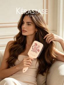 Kérastase Kash Pink Square Cushion Hairbrush, ABS Handle, TPR Bristles, Detangling Scalp Massage Hair Care Accessory Gift - Pink - View 6