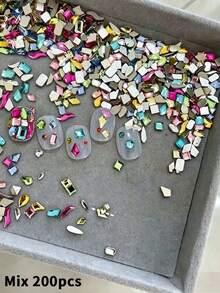 50pcs New Style K9 Material Colorful Stacked Rhinestones Super Shiny Nail Art Decoration Box Nail Accessories DIY Nail Salon Style - Multicolor - View 5