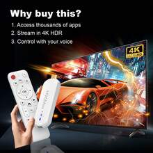 Stick TV Android 14 Smart Control Baru, Kontrol Suara, 4K Ultra HD, RAM 2GB ROM 16GB, Chip AllWinner 64-Bit, USB Type-C 3D, Wi-Fi 6 Dual-Band 2.4/5GHz, Wireless 5.0, Antarmuka Kontrol Cerdas, Port Mini USB - Hitam - View 5