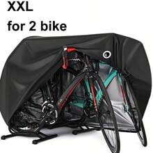 Outdoor Waterproof Bicycle Cover, Fits 1 Or 2 Bicycles, All-Weather Protection (Sun/Rain/Dust/Wind/UV Protection), With Lock Hole And Storage Bag, Suitable For Mountain Bikes/Road Bikes/Electric Bikes/Heavy-Duty Bicycles - Black - View 8