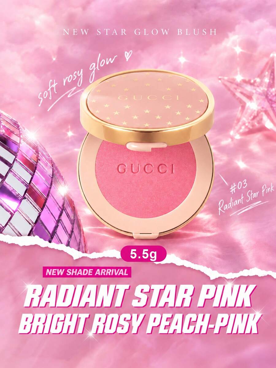 Gucci Blush De Beauté 亮澤啞光腮紅 -03-亮粉色 -5.5g-淨重 0.19 Oz - Matte Blush -03-Radiant Pink -5.5g-NET WT. 0.19 0Z. - 查看 1