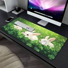 1pc Green Rabbit Cartoon HD Printed Pad For Desk, Multi Functional XXL Mousepad, Keyboard Gaming Mouse Mats, Office Computer PC Gamer Desk Mat.Gifts For Family Friends, Adult Gifts. - View 3