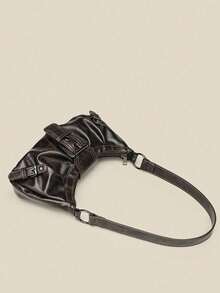 High End Glossy Pleated PU Material Women's Bag, Fashionable And Versatile Crossbody Bag, Suitable For Women's Commuting To Work And Travel - Coffee - View 2