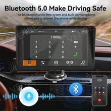 VENBES Đầu phát ô tô di động PND 6.1 inch, màn hình cảm ứng hỗ trợ CarPlay không dây & Android Auto không dây, Bluetooth FM - Màn hình chính + Camera lùi vuông 8 đèn LED - Xem 6