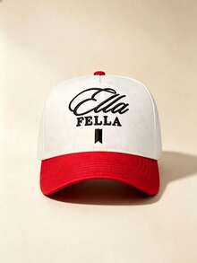 1pc Unisex Two-Tone Curved Brim Baseball Cap, Ella FELLA Script Letter Embroidery, Contrast Color Bill, Adjustable, For Daily, Street, Party & Travel - Multicolor - View 14