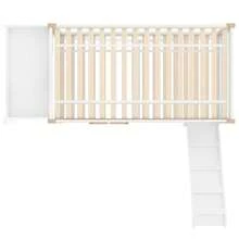 Bunk Bed With Slide And Stairs, Scandinavian Style Solid Wood Bed Frame With Safety Guard Rails, Built-In Storage, Space-Saving Design, EN 747-1:2024 Certified - White + Wood + Contemporary + Mid-century Modern + - View 10