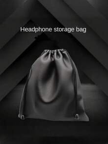 Tas Penyimpanan dan Tas Hadiah Earphone Kulit PU Lembut dengan Tali Serut, Tas Headphone Portabel Serbaguna, Kantong Headset Gaming, Tas Aksesori Kerajinan Perhiasan - Hitam - View 2