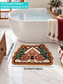 1pc Christmas Gingerbread Man Vintage Bathroom Mat Rug, TPR Non-Slip Backing, Suitable For Kitchen, Outdoor, Indoor Hallway, Bedroom, Living Room Bedside, Machine Washable And Easy To Clean, Autumn Winter Home Decor Rug - Multicolor - View 13
