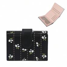 Women's Short PU Wallet, Fresh Floral Card Holder With Pearl Chain, Multi-Functional Coin Purse, Premium Cute Cartoon Card Holder - Multicolor - View 20