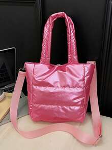 1pc Minimalist Solid Color Padded Handbag, Quilted Puff Bag, Adjustable Shoulder Strap Crossbody Small Bag, Commuter Bag, Student Bag, Suitable For Girls/Children/Students, Applicable For Daily Outings/Shopping - Multicolor - View 17
