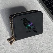Crow Print Card Holder Lightweight Fashionable Wallet Suitable For Daily Use For Women Double Zipper Mini Wallet Purse Wallet Card Wallet - Multicolor - View 24
