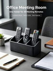1 pieza Organizador de control remoto de 3 ranuras, estante de almacenamiento de escritorio con patrón geométrico, soporte de control remoto de múltiples compartimentos para TV y aire acondicionado, caja de almacenamiento de artículos varios para escritorio de oficina, esencial de decoración del hogar, regalo perfecto para regreso a la escuela, Navidad, Halloween - Multicolor - Ver 3