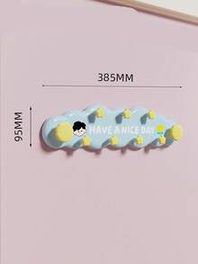 1pc Cream Minimalist Style Plastic Cloud Shaped Wall Hook Rack With Star Decor&Letter Print Detail, Punch-Free Strong Load-Bearing Hanging Holder,Multi-Hook Wall Mounted Hanger,Suitable For Entryway,Bedroom, Dormitory,Bathroom,Storage Organization - Multicolor - View 15