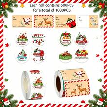 2 Rolls 1000 Pcs Christmas Gift Tags Stickers, Merry Christmas To‑From Self Adhesive Present Labels, 12 Festive Designs Xmas Name Stickers For Gift Wrapping, Stocking Stuffers, Holiday Treat Jars, Gift Bags - 1 Roll Each for 2 Styles - View 12
