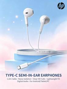 HP Fones de ouvido com fio, design semi-intra-auricular, interface Type ...