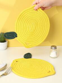 1pc Creative Woven Cat Ear Shaped Pot Holder, Hanging Placemat, Heat Insulation Coaster, Suitable For Wedding, Party, Gift, Birthday, Christmas - Dark Grey - View 9