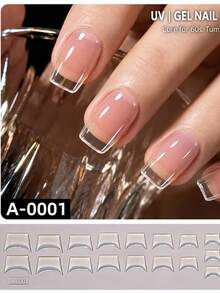 1 miếng dán móng nghệ thuật kiểu French tip trong suốt tàng hình, 6 kiểu dáng, phù hợp để sửa móng và nối móng, decal nghệ thuật móng gel UV - Nhiều màu - Xem 11