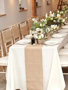 Natural Burlap Woven Table Runner, Rustic Farmhouse Linen Table Scarf, Reusable Washable Solid Color Table Decor, Multi-Scene Centerpiece Ornament For Wedding, Bridal Shower, Baby Shower, Birthday Party, Forest Picnic & Holiday Celebration. - Linen Table Runner - View 9