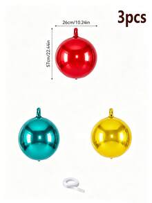 12 Pcs 18 Inch Christmas 4D Metallic Foil Balloons Kit, Red Dark Green Gold Round Hanging Balloons With Pump Ribbon 24 Ceiling Hooks For Christmas Party Ceiling Hanging Decor Supplies - View 8