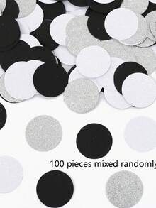 100pcs/Set Black & Silver Happy Birthday Sequin Confetti, Glitter Letters And Round Paper Confetti Table Decor, Suitable For Adult Birthday Party Decoration - View 6