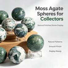 Stonehaven Natural Green Moss Agate Sphere Polished Gemstone Sphere For Home Decor, Meditation, Reiki, Crystal Collection, Desk Display, Feng Shui Gift - 1pc5-6cm - View 3
